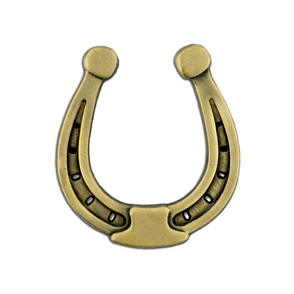 Antique Gold Lucky Horseshoe Cowboy Western Lapel Pin