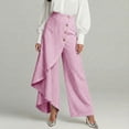 thumbnail image 3 of Palazzo Pants for Women Asymmetrical Wrap Button Wide Leg Pants with Pockets Plus Size Fashion Clothing, 3 of 7