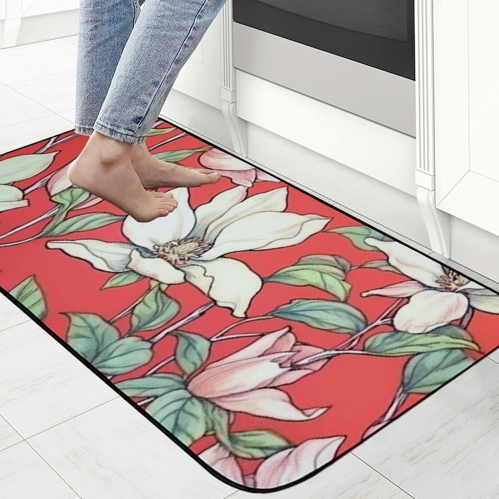 Qinduosi Doormat Chic Tropical Flowers Non-Slip Indoor Entryway Door Mat (Rubber Backing) 19.68*47.24 in