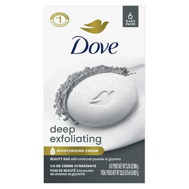 Jabón en barra de belleza Dove Deep Carbón en polvo, 6 x 100 g