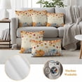 thumbnail image 6 of Orange Grey Fall Outdoor Waterproof Pillow Covers, Thanksgiving Maple Leaf Pumpkins Decorative Square Throw Pillowcase Sofa Cushion Sham for Patio/Couch/Chair, 18"x18" 2 Pack, 6 of 8