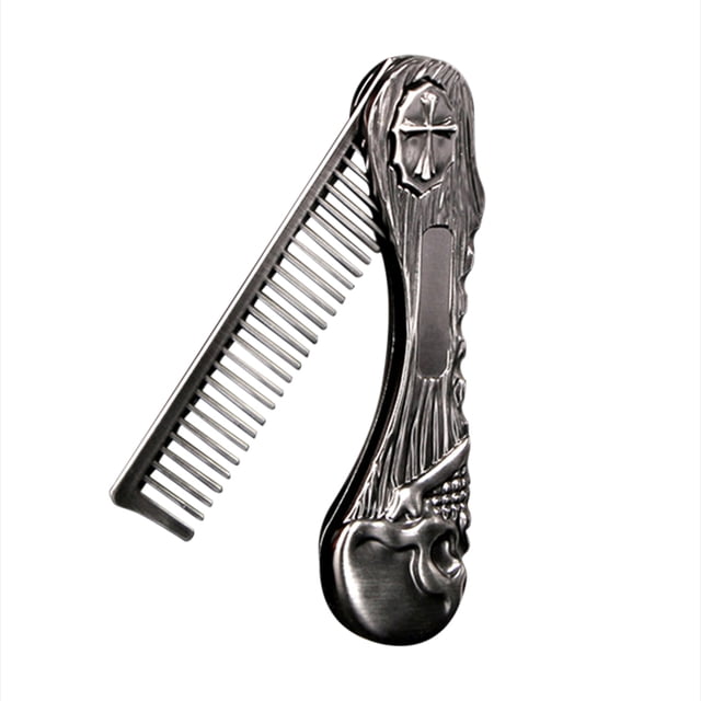 Kuymtek Peine para Barba Portátil Duradero Peine para Peluquero Accesorios para Hombres (plata)