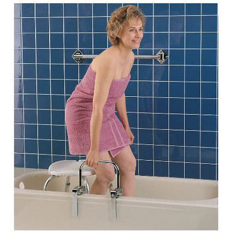 Carex Tri-Grip Bathtub Rail with Chrome Finish - Bathtub Grab Bar Safety  Bar For Seniors and Handicap - For Assistance Getting In and Out of Tub,  Easy