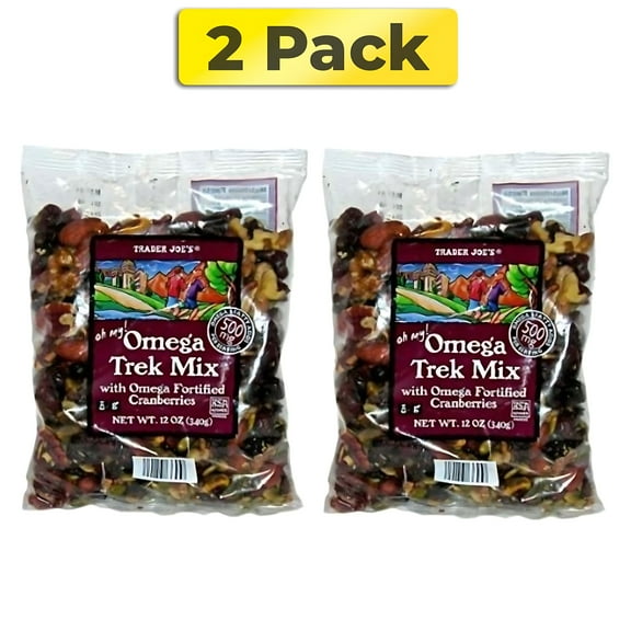 Pack of 2 Trader Joe's Omega Trek Mix - Nutritious Trail Mix, 12 oz
