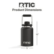 RTIC Half Gallon Ceramic Lined Insulated Outback Water Bottle Jug, Leak Proof, Black