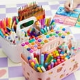 thumbnail image 5 of Desktop Stationary Organizer 5 Compartments Marker Organizer Caddies with Handle Big Capacity Art Supply Storage Holder, 5 of 7