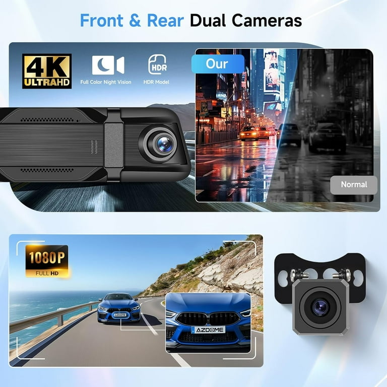 4K Mirror Dash Cam 9.66" Rear View Mirror Front And Rear