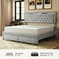 thumbnail image 4 of Merluxy Full Bed Frame with LED Lights&Storage Drawers,Velvet Upholstered,No Box Spring Needed,Light Grey, 4 of 7