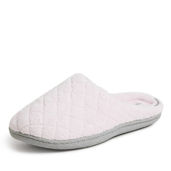 Dearfoams Women's Leslie Washable Memory Foam Terry Clog with Wide Widths Slipper, Fresh Pink, Large