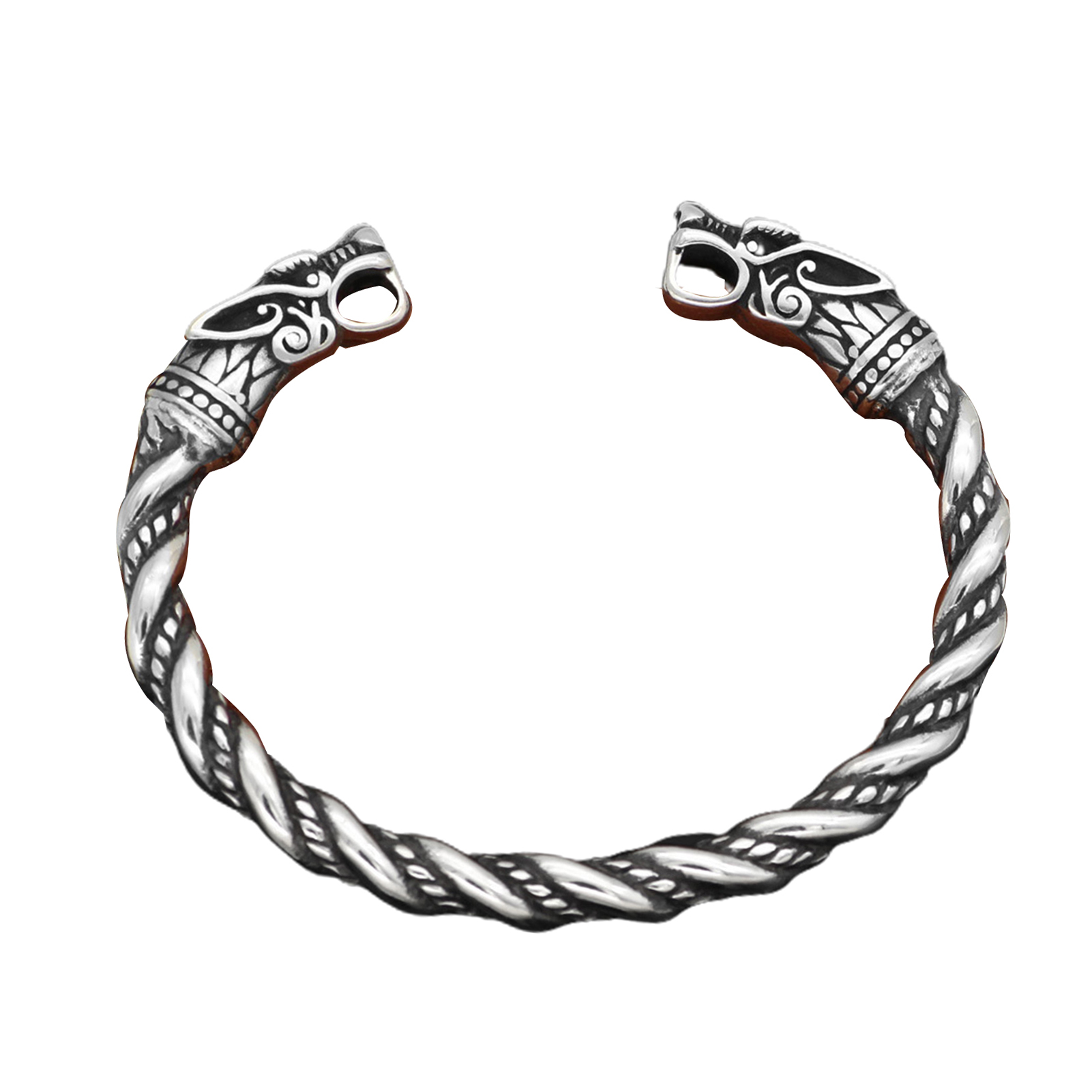 2x Sterling Silver Retro Open Bangle – Handmade Twisted Cuff Bracelet For Men
