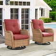 thumbnail image 2 of Gymojoy 2 Pieces Outdoor Patio Wicker Swivel Glider Rocker Chair with High Back Deep Seat, Red Cushion, 2 of 9