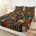 thumbnail image 5 of Manfei African Abstract Bed Sheets, Tribal Fuul Size Sheets, Red, Teal and Black, Black Reversible 4-Piece1 Flat Sheet + 1 Fitted Sheet + 2 Pillowcases, 5 of 6