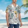 thumbnail image 5 of Xecao The World Map with Cartoon Animals print Hawaiian shirt - a stylish short-sleeve button-down for men, perfect for casual beach and tropical outings., 5 of 9