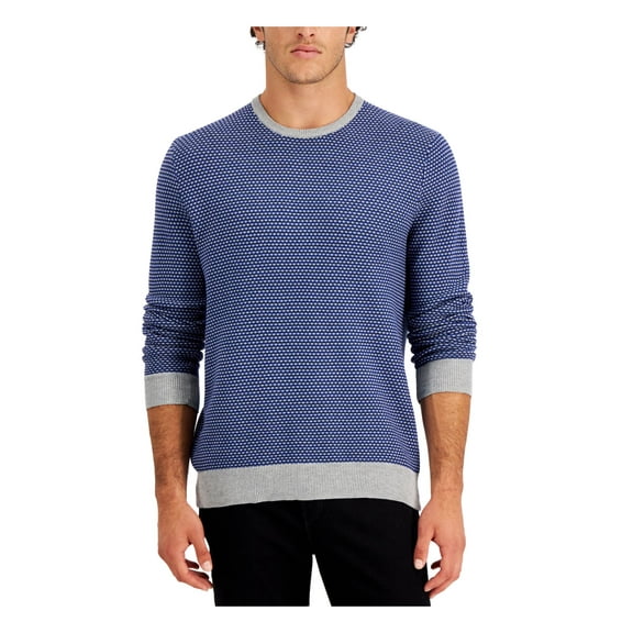 CLUBROOM Mens Elevated Navy Patterned Crew Neck Classic Fit Knit Pullover Sweater M