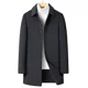 thumbnail image 1 of Abrigo de lana de doble cara para hombre, largo medio, informal, cuello de traje de lana, forro de plumón de pato, chaqueta cálida y ajustada, 1 of 4