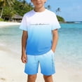 thumbnail image 2 of RTKFRFLM Kids Shorts Set Summer Letter Gradient Short Sleeve T-Shirt and Athletic Shorts 2-Piece Activewear 4-14Y, 2 of 5