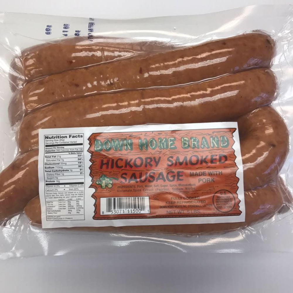Frozen Down Home Hickory Smoked Pork Sausage - Original 5 Lb