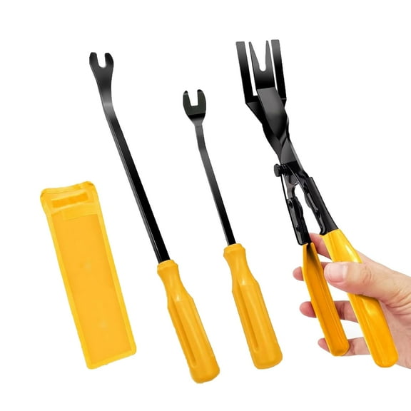 Panel Clip Removal Plier, 2025 NEW Automotive Door Panel Upholstery Trim Clip Removal Tool Plier, Remove Push Pin and Press in Trim Fasteners Lift Action, Car Accessories (Yellow)