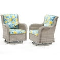 thumbnail image 3 of Meetleisure 2 Pieces Outdoor Patio Furniture Wicker Swivel Chair with Cushions for Backyard, Lemon Blossom Blue, 3 of 6