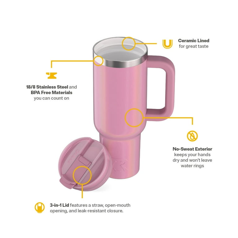 RTIC 40 oz Ceramic Lined Road Trip Tumbler, Leak-Resistant Straw