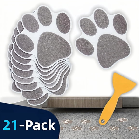 Asunby 21 PCS Non Slip Shower Stickers, Bathtub Stickers Anti-Slip Paw Decals, Safety Bathroom Tub Shower Treads Adhesive Decals with Scraper