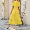 thumbnail image 4 of Xihbxyly Womens Dresses Fashion Solid Color Off the Shoulder Maxi Dress Quick Dry Slim Fit Short Sleeve Holiday Party Dresses, 4 of 5