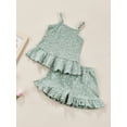 thumbnail image 3 of Kiapeise 2PCS Toddler Baby Girls Summer Shorts Clothes Ruffle Top Strap Sleeveless Floral Shirt + Cotton Shorts Pants Ribbed Outfits, 3 of 8