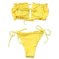 thumbnail image 3 of Bowanadacles Women's Removable Bandeau Bikini Set Strap Wrap Pad High Cut Swimsuit, 3 of 6