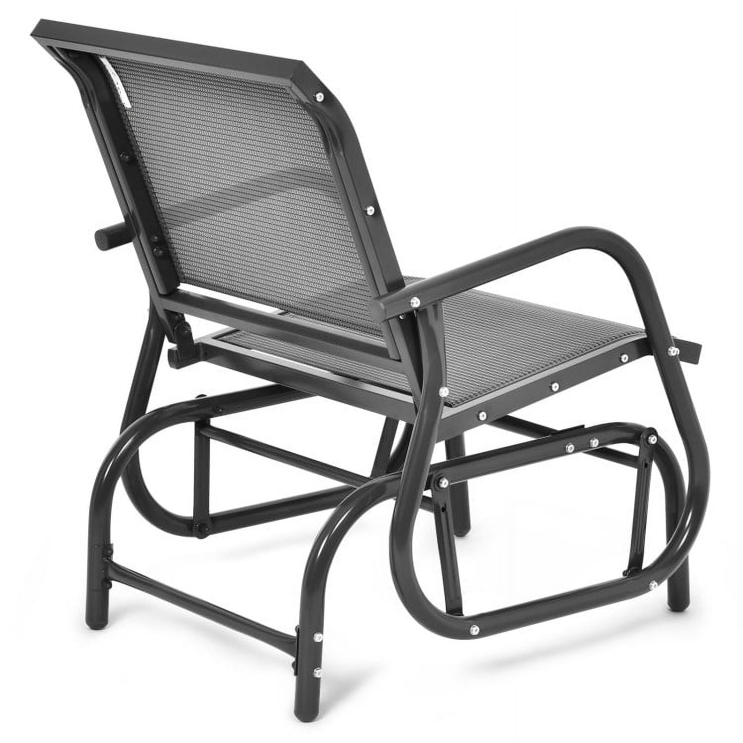 Spaco Outdoor Single Swing Glider Rocking Chair with Armrest-Brown, Outdoor Glider Rocking Chair Cushion Lawn for Porch,Backyard,Indoor and Garden, Gray
