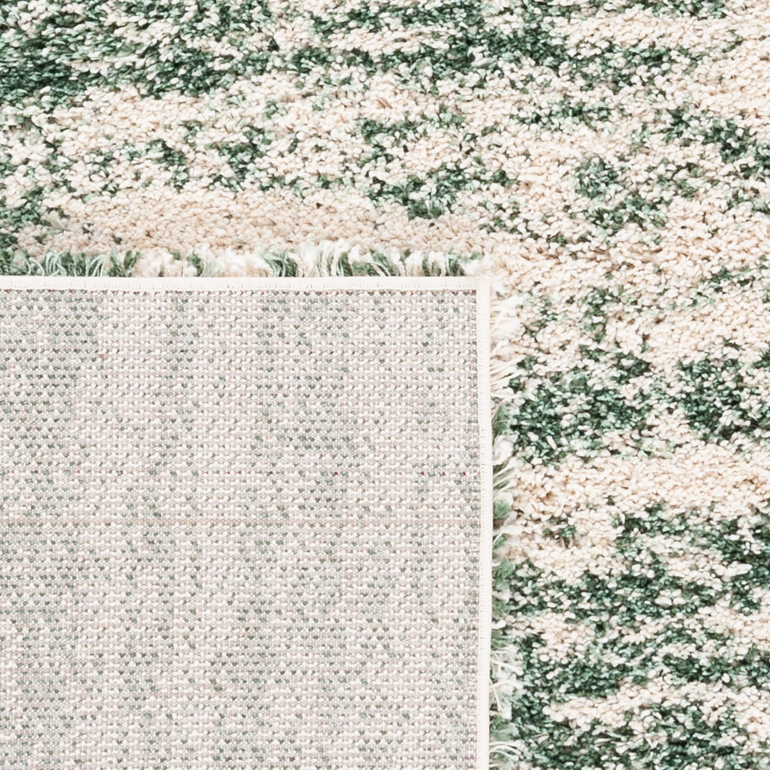 SAFAVIEH Hudson Jack Abstract Shag Runner Rug, Ivory/Green, 2'3" x 12'