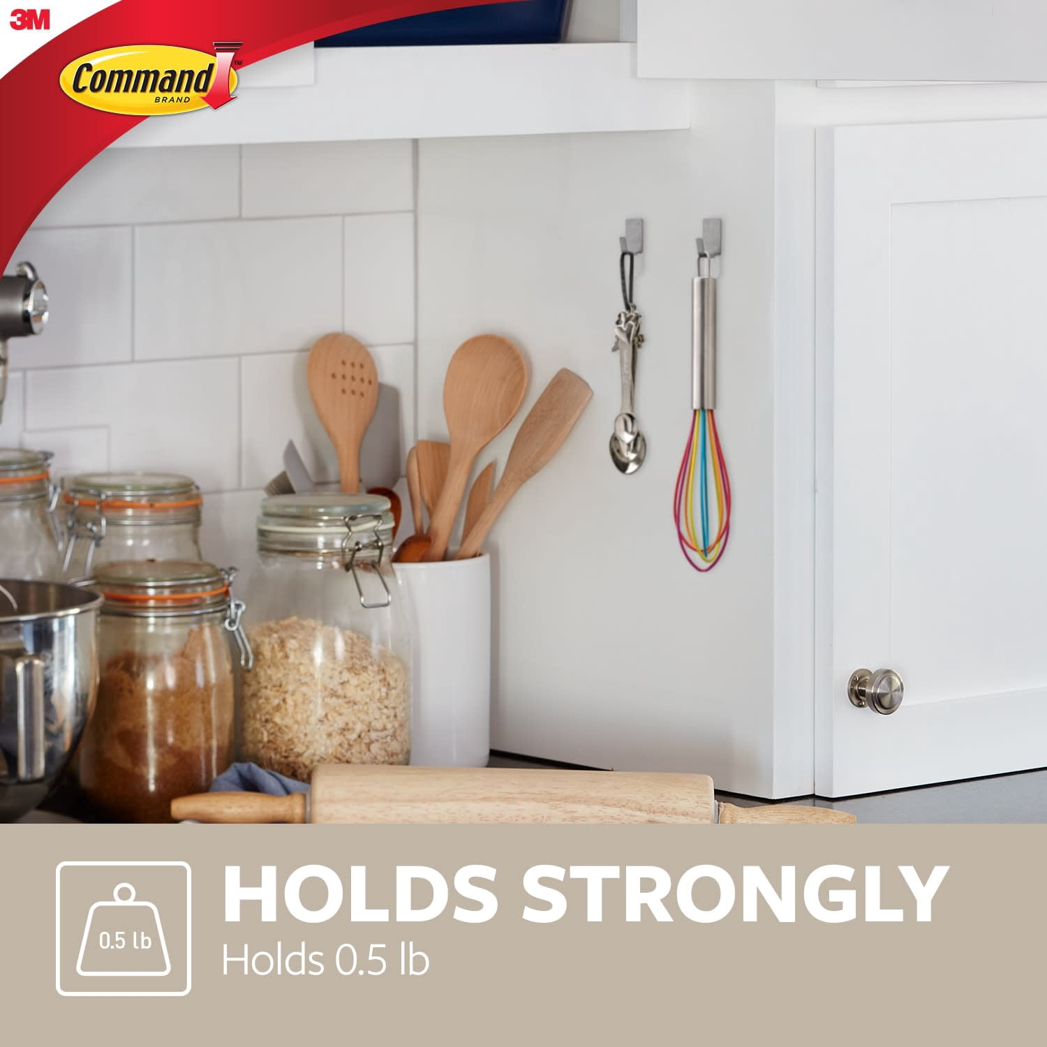 (2 pack) Command Small Stainless Steel Metal Hooks, 4 Hooks, 5 Strips per Pack