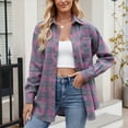 thumbnail image 3 of Towmus Womens and Girls Long Sleeve Flannel Shirt Plus Size Plaid Shirts Casual Lapel Button Down Blouse Tops, 3 of 7