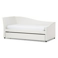 thumbnail image 2 of Baxton Studio Vera Modern and Contemporary White Faux Leather Upholstered Curved Sofa Twin Daybed with Roll-Out Trundle Guest Bed, 2 of 9