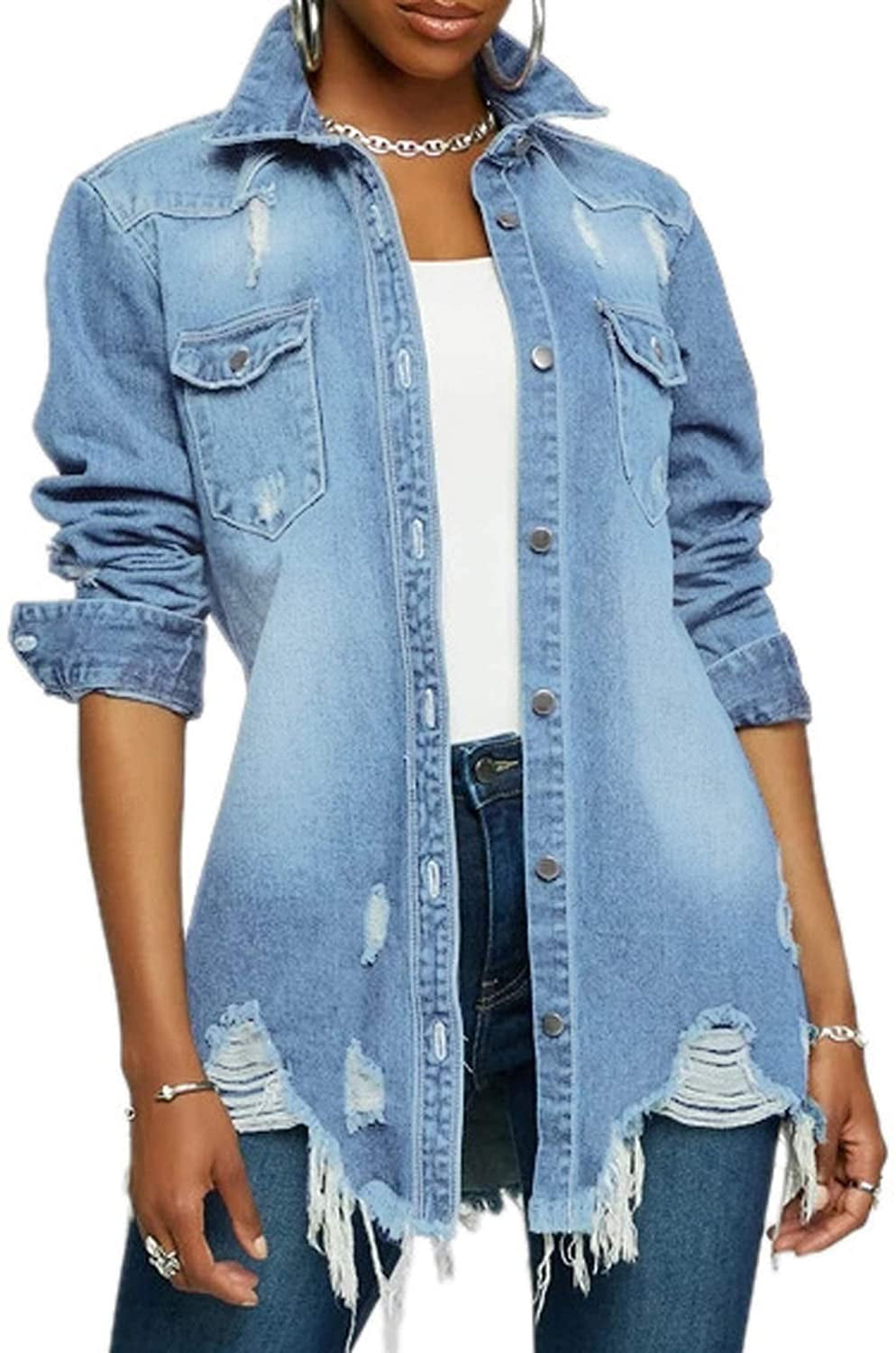 Womens Jean Jacket Long Sleeve Classic 