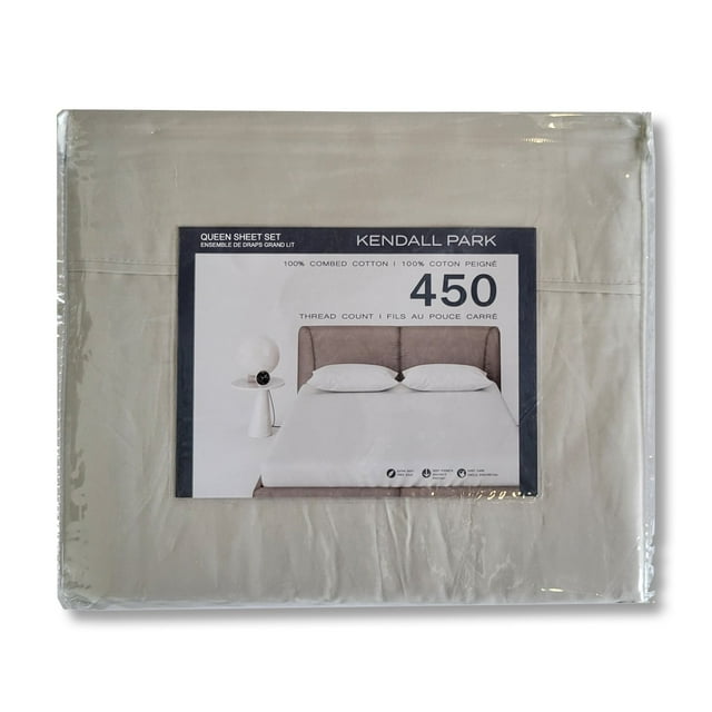Cotton House - 100% Cotton Sheet Set, 450 Thread Count, Queen Size, Grey