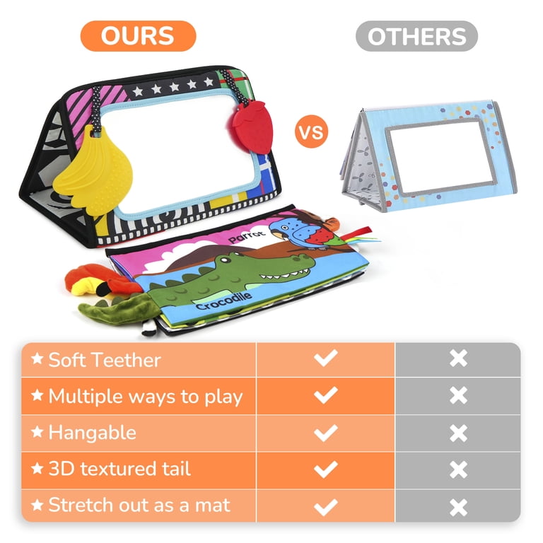 LotFancy Baby Tummy Time Mirror Crinkle Book Set photo 3