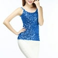 thumbnail image 5 of Felirenzacia Women’s Shiny Sequin Sleeveless Tank Top with Adjustable Spaghetti Strap, Glitter Camisole Party Event Holiday Top, Blue,Free Size, 5 of 5