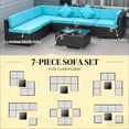 thumbnail image 5 of 7-Piece Outdoor Rattan Sectional Sofa Set, Patio Wicker Conversation Furniture with Removable Cushions & Coffee Table, Modular Patio Sectional for Backyard, Poolside, Garden, 5 of 8