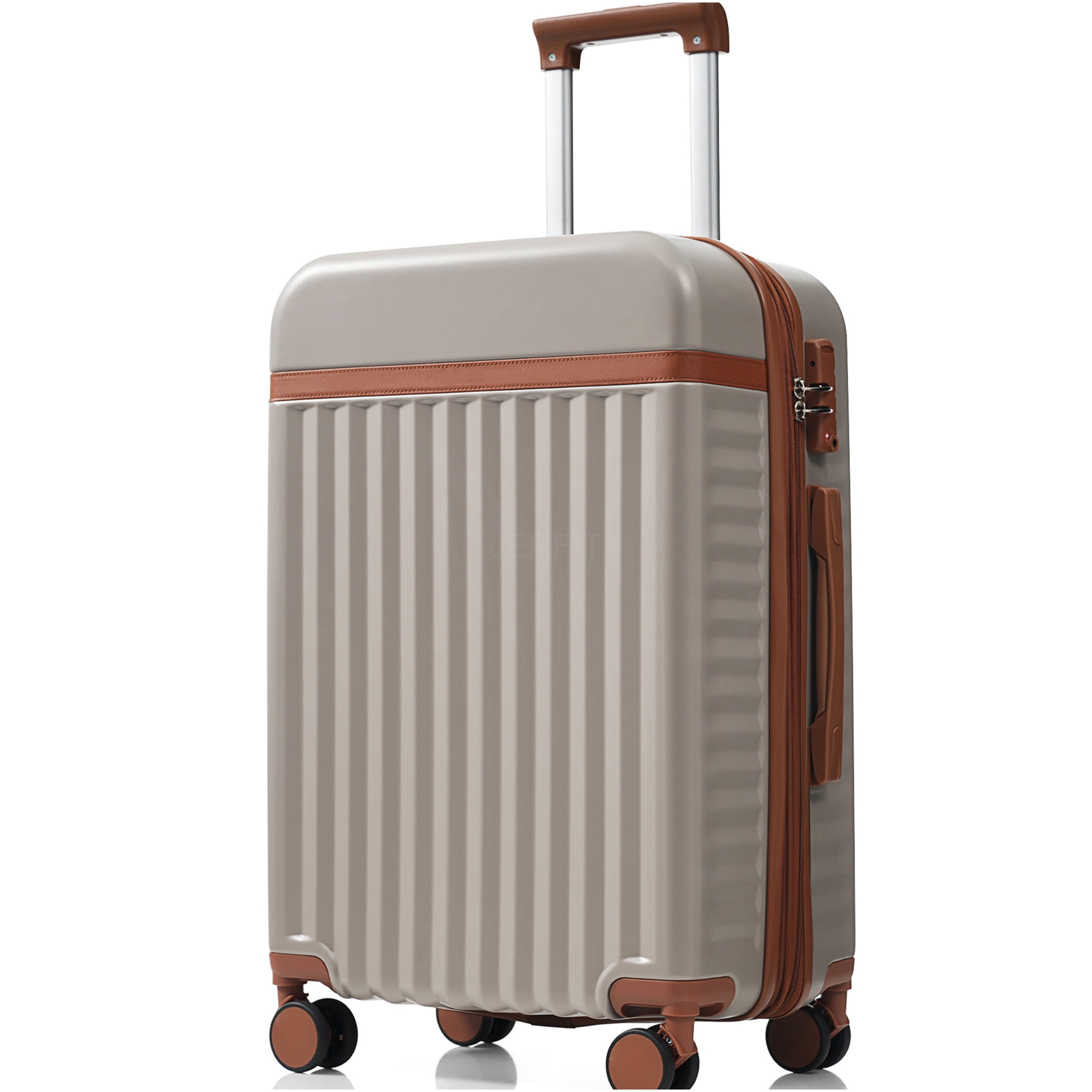 JERFIT 3-Piece ABS Hard Shell Luggage Set with USB Port & TSA Lock, Front-Opening Carry on Spinner Suitcases for Effortless Travel
