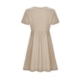 thumbnail image 5 of Women Plus Size Dresses Summer Solid Color Round Neck Short Sleeve Cotton Linen Dress, 5 of 5