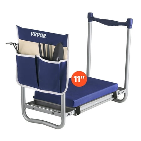 VEVOR Garden Kneeler and Seat, 11 in Wide Thick Kneeling Pad, Heavy Duty Garden Kneeling Stool, Folding Garden Seat with 1 Tool Bag, Relieve Knee & Back Pain, Non-Slip Garden Bench for Grandparents