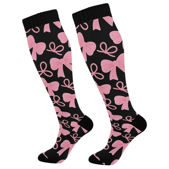 joogoo Pink Bows Long Socks Women Men Knee High Sock