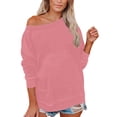 thumbnail image 2 of EIMELI Chemise Femme Liquidation Grande Taille Femme Décontractée Manches Longues Unie Ample Col Rond Chemisier Haut Rouge TG, 2 of 6