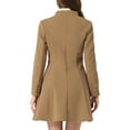 thumbnail image 3 of INSPIRE CHIC Women's Winter Coat A-Line Long Sleeve Single Breasted Peplum Hem Long Coat S Brown, 3 of 6