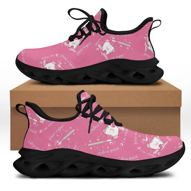 Yikeluo - Zapatillas deportivas de malla con estampado de dientes para mujer, estilo nuevo, suaves, a la moda, para correr,
