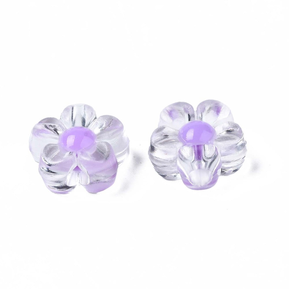 Transparent Acrylic Beads Bead in Bead Flower Mixed Color 12x13x6mm Hole: 2.5mm 900pcs/500g