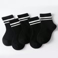 thumbnail image 3 of JUNWELL 20 Pairs Kids‘ Breathable And Comfortable Black Round Neck Socks With Double Bars Design  Perfect For Daily Wear, 3 of 6