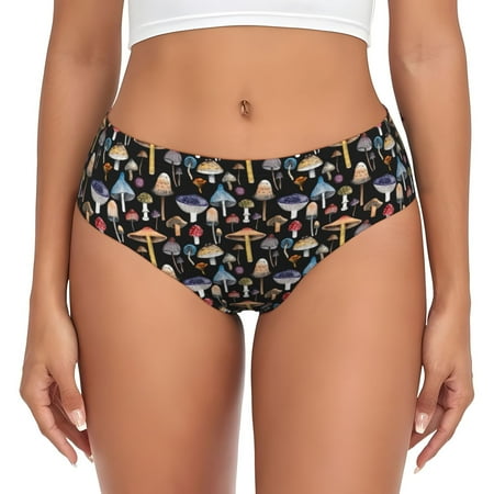 Womens Underwear  Mushrooms and Leaves No Show Seamless Underwear  Soft Comfy Stretch Panties  Hipster Ladies Panties Bikini Underwear Briefs