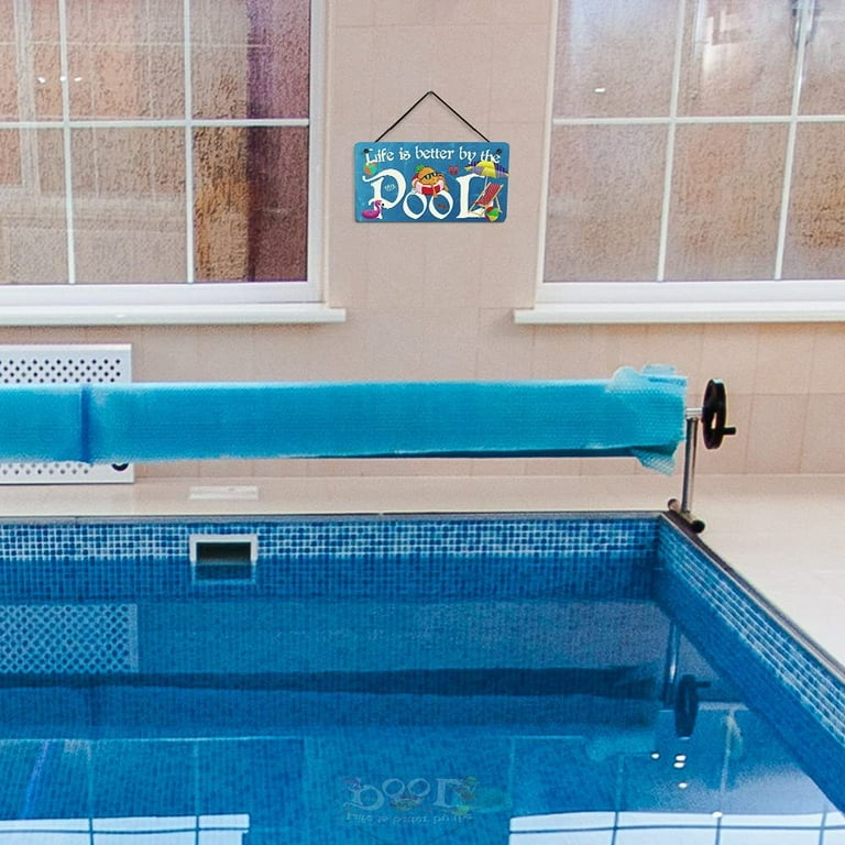 Swimming Pool Sign, Outdoor Pool Decor, 10x5 Inches PVC