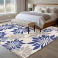 thumbnail image 4 of Geometric Flower Area Rugs 6'x9', Washable Small Throw Rugs for Kitchen Dining room, Vintage Country Floral Blue Grey on Linen Indoor Outdoor Rug Non-Slip Low Pile Carpet Runner Reversible Floor Mats, 4 of 8